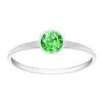 Birthstone Crystal Sterling Silver Round Band