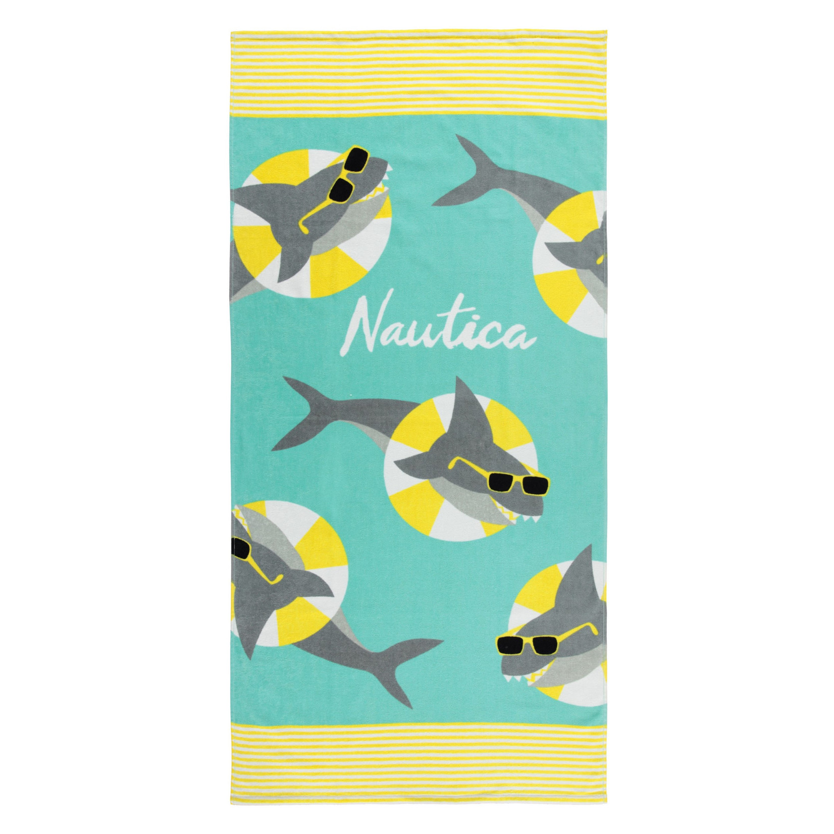 Nauti Shark Sunglasses Beach Towel Color: Blazing Yellow Size: OS