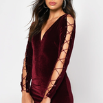Melrose TBB  Lace Up To It Velvet Dress