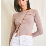 21 - Asymmetrical Buttoned Top TAUPE