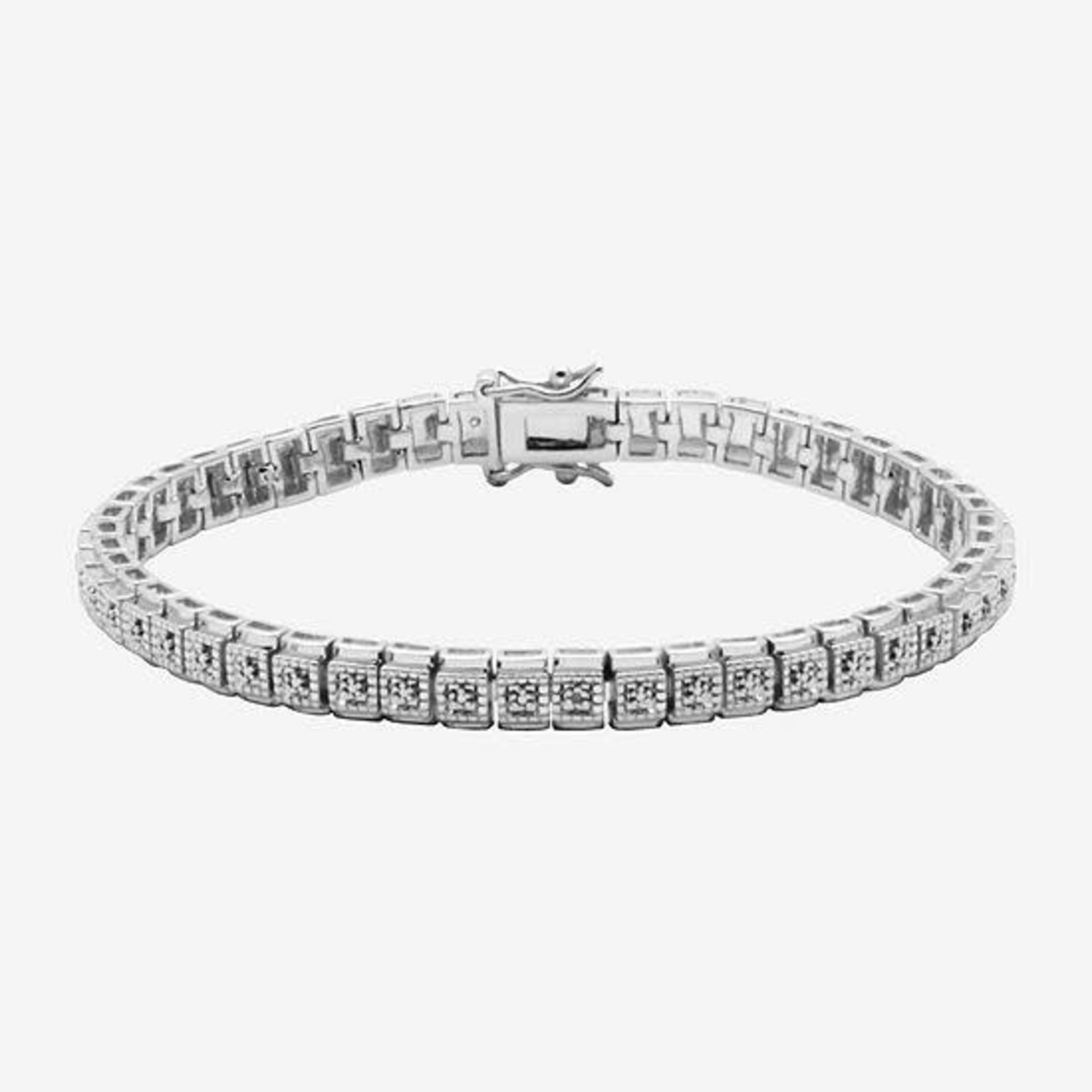 JPP -  Diamond Accent Silver 7.25 Inch Tennis Bracelet - Square Cut
