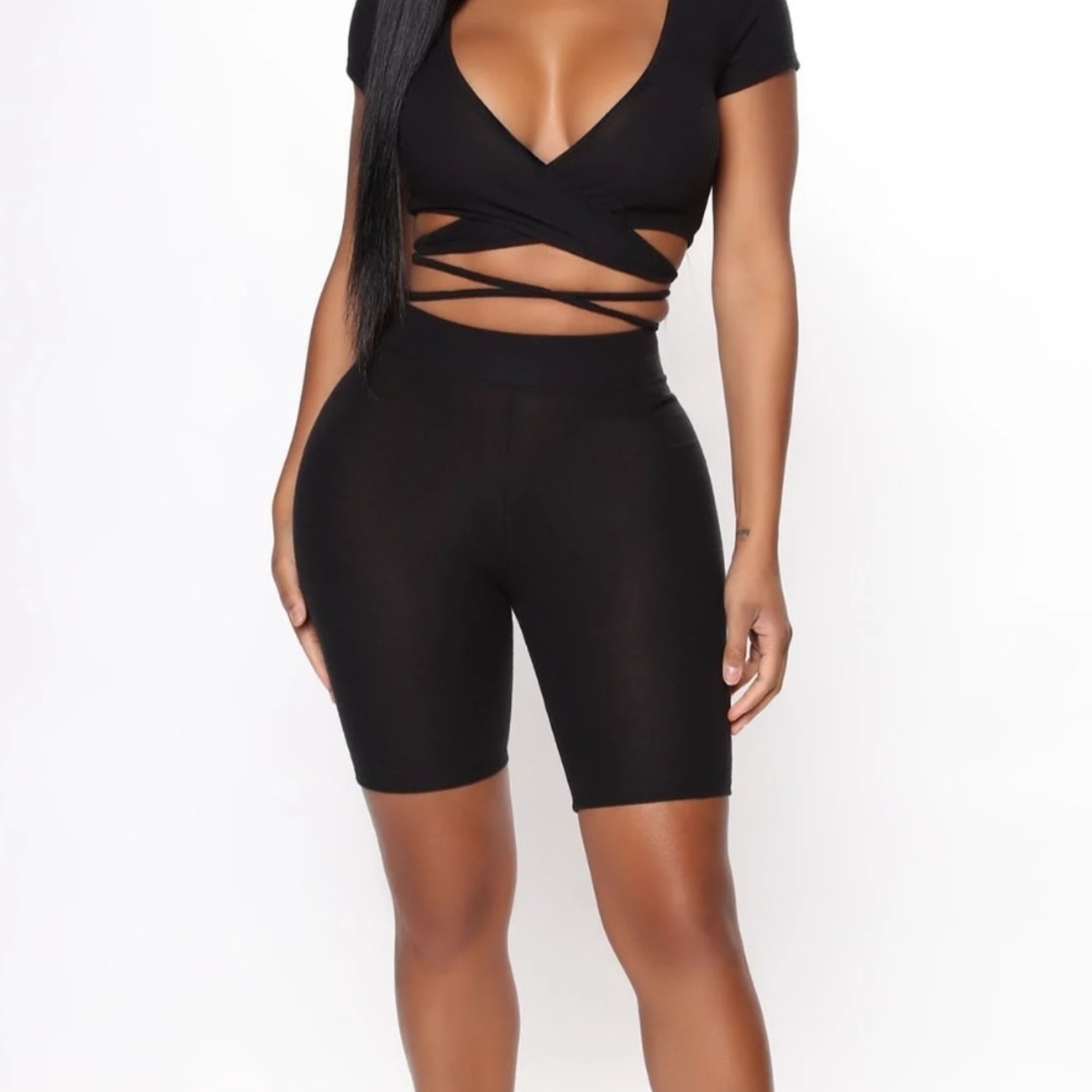 709 - FFN All Tied Up Biker Short Set - Black