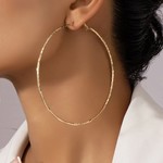 817 - EIN Texture Metal Hoop Earrings - Gold