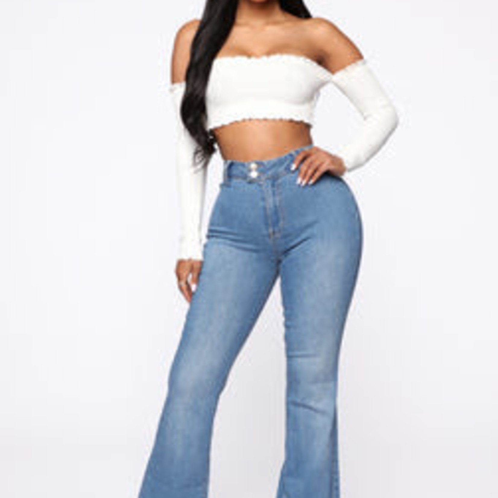 904 "Paige High Rise Flare Jean - LightBlueWash Size: 13"