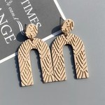 923 - Acrylic Geometric Arched  Drop Earrings - Tan