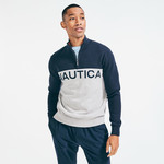 NAUTI CLASSIC FIT COLORBLOCK LOGO QUARTER-ZIP SWEATER
