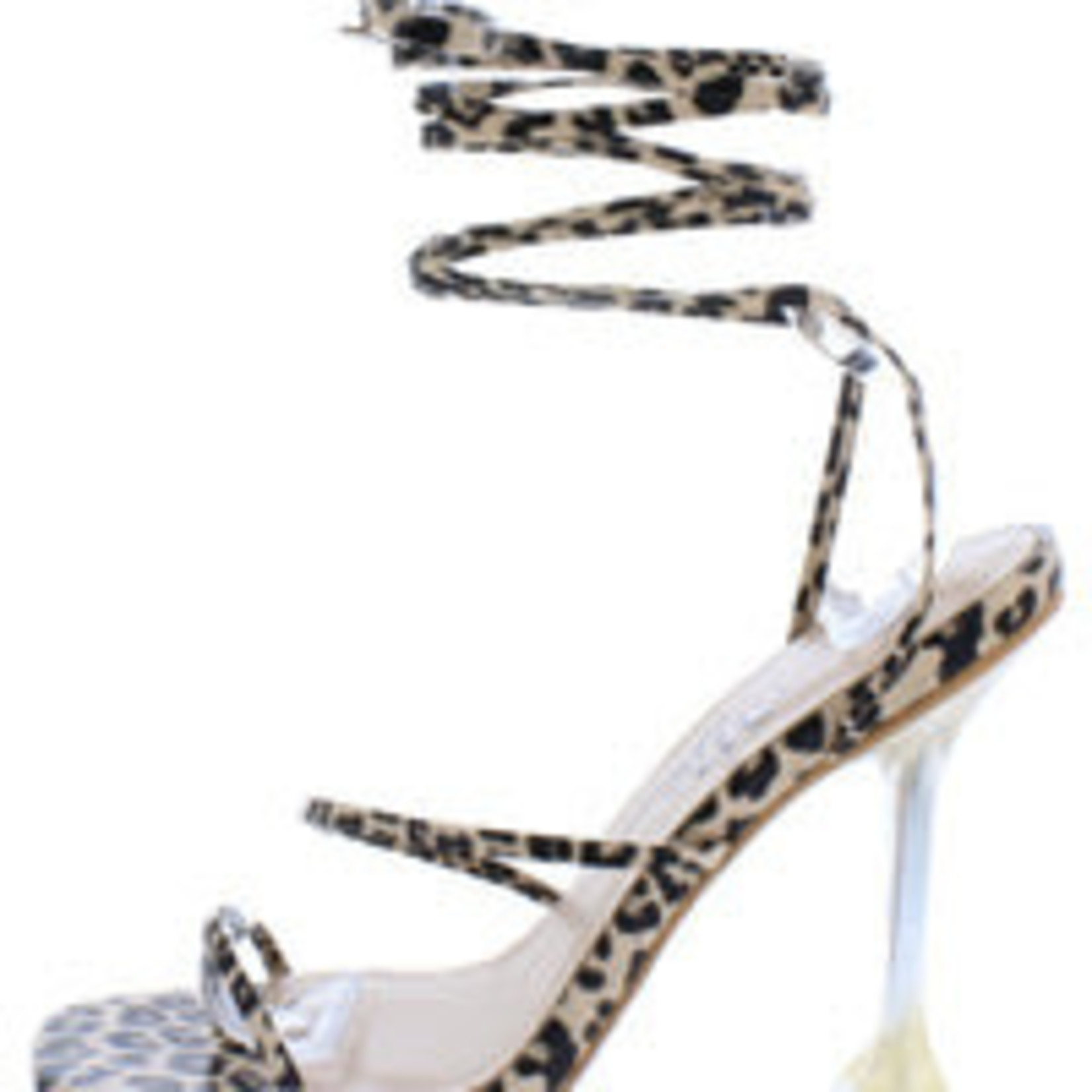 0123 - Wassily Leopard Strappy Open Toe Ankl Wrap Lucite Heel Heel - cheetah