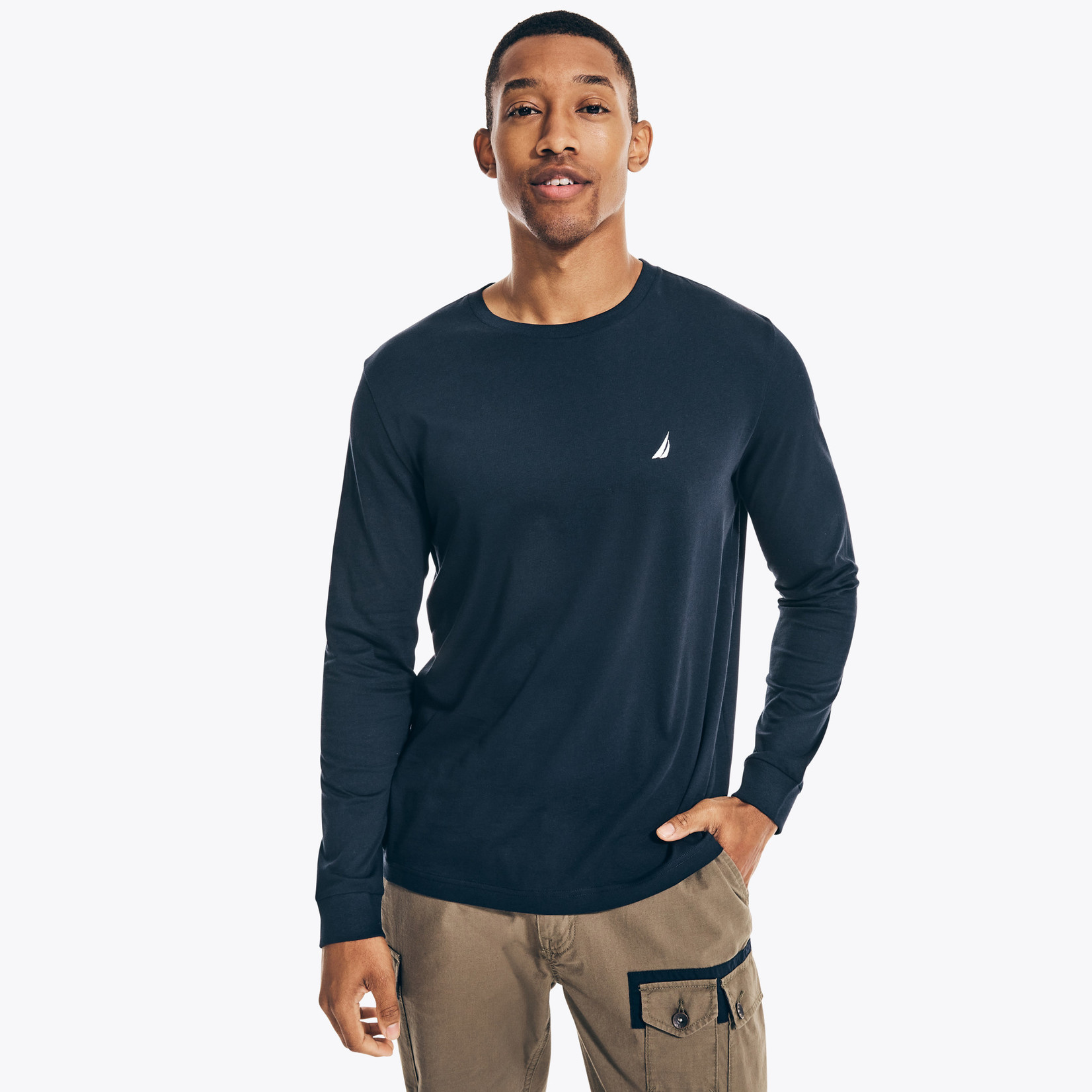 1217 - NAUTI | CREWNECK LONG-SLEEVE T-SHIRT Color: Navy Size: XL