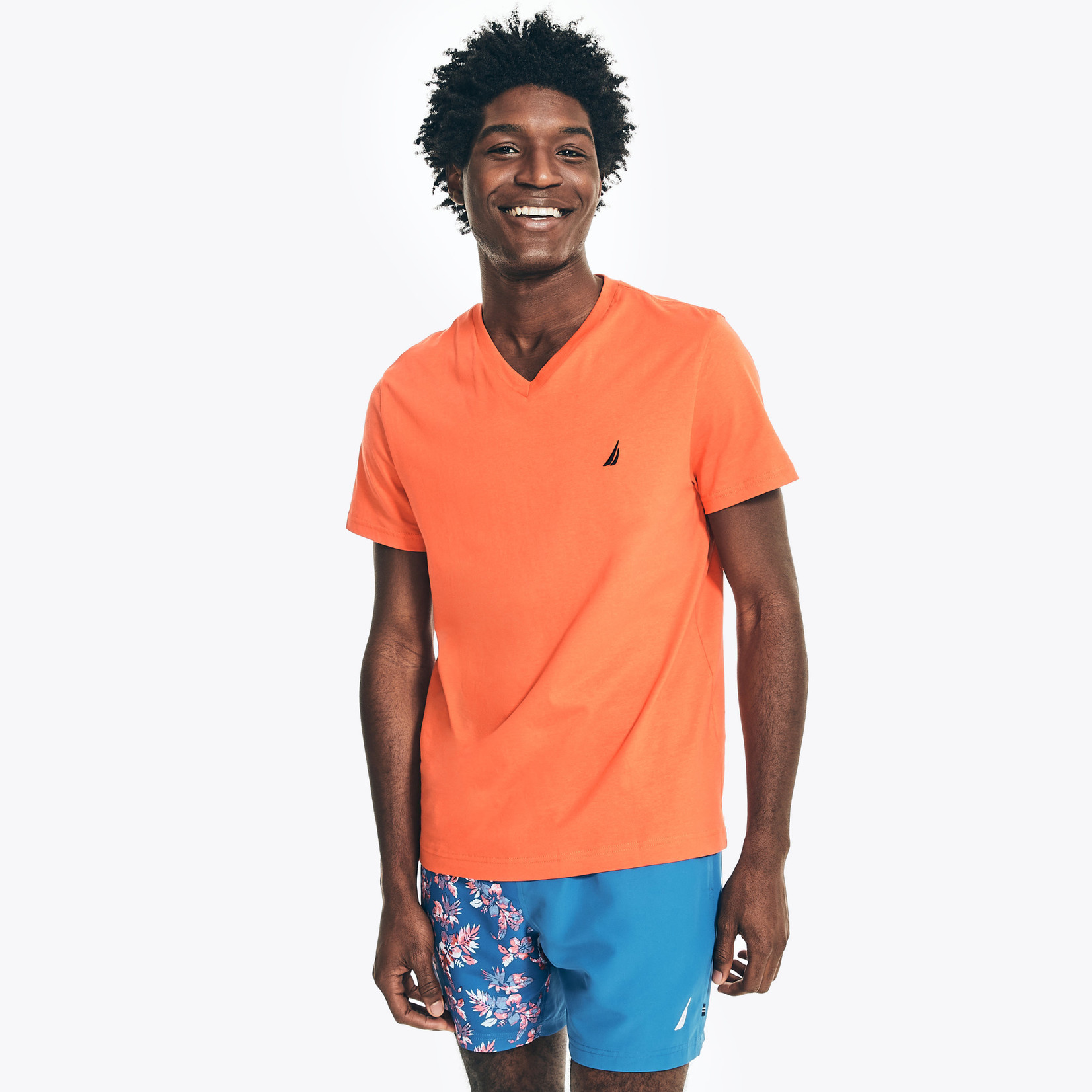 1217 -  NAUTI | SOLID V-NECK T-SHIRT Color: Tropic Orange Size: M"