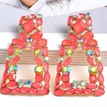 1207 AXX  | Series Beads Tassel Crystal Drop Dangle Earrings - PEACH