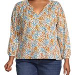 0109 | JPP - ana Plus Womens Split Crew Neck Long Sleeve Blouse - Size: 2x"