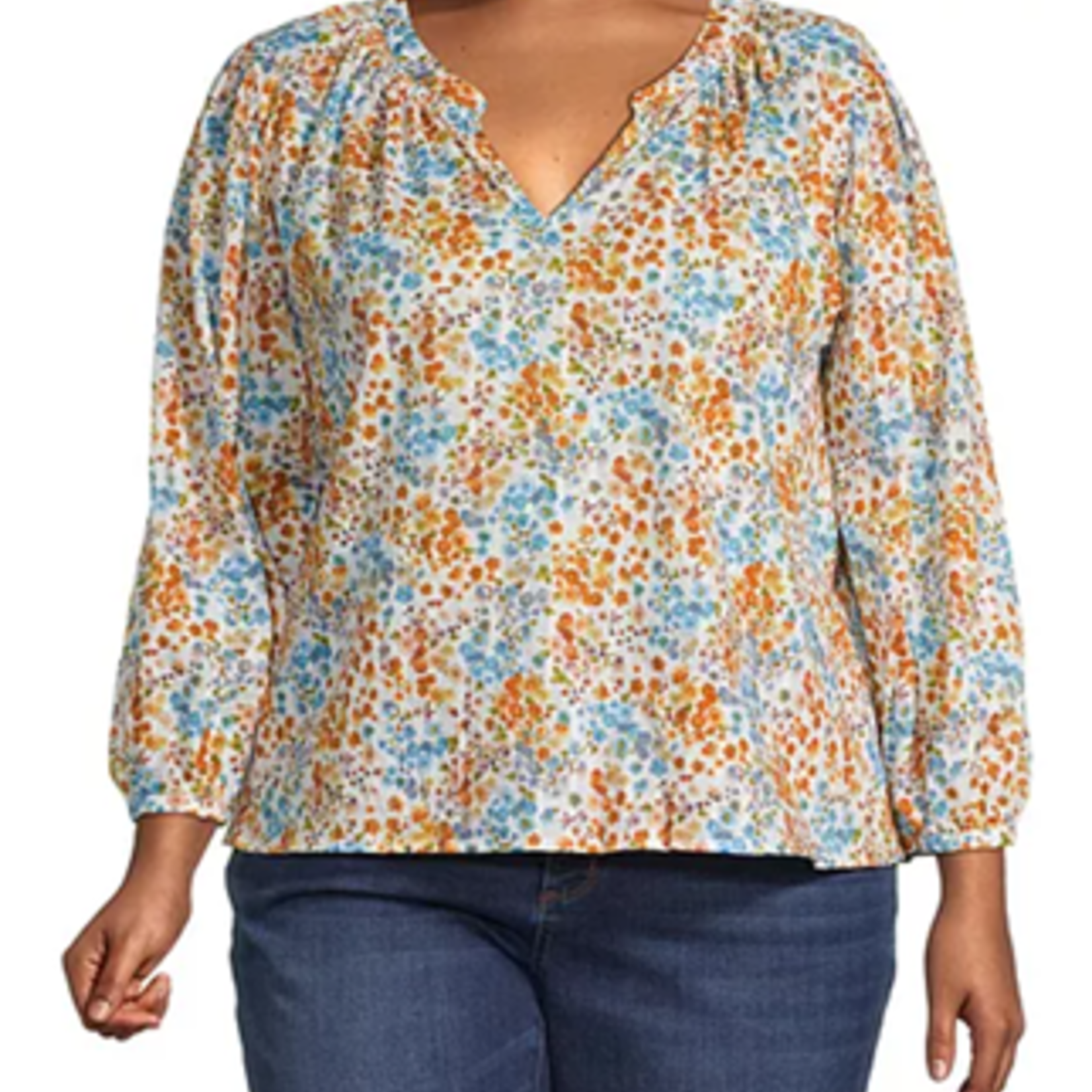 0109 | JPP - ana Plus Womens Split Crew Neck Long Sleeve Blouse - Size: 2x"