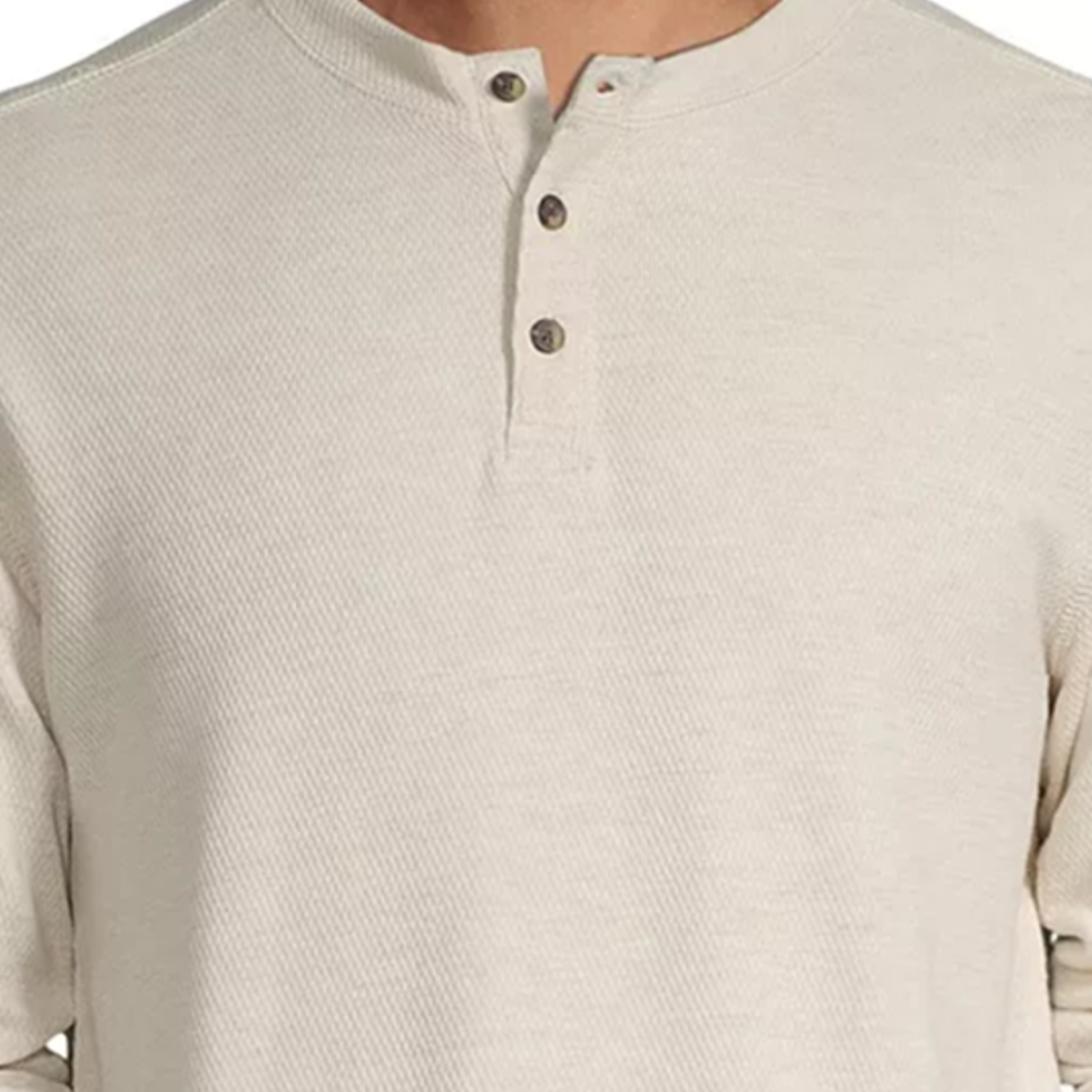 0109 - JPP | St Johns Bay | Waffle Men's Henley Neck Long Sleeve Classic Fit Thermal Top - Color: Oatmeal Htr"