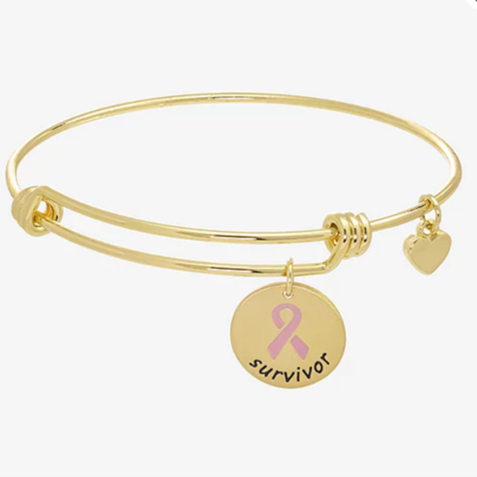 0109 - JPP| Breast Cancer Awareness 14K GOLD - 7 Inch Semisolid Link Round Bangle Bracelet