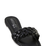 0109 |RBO - Braided Single Band Square Toe Slide Sandals - Color: black "