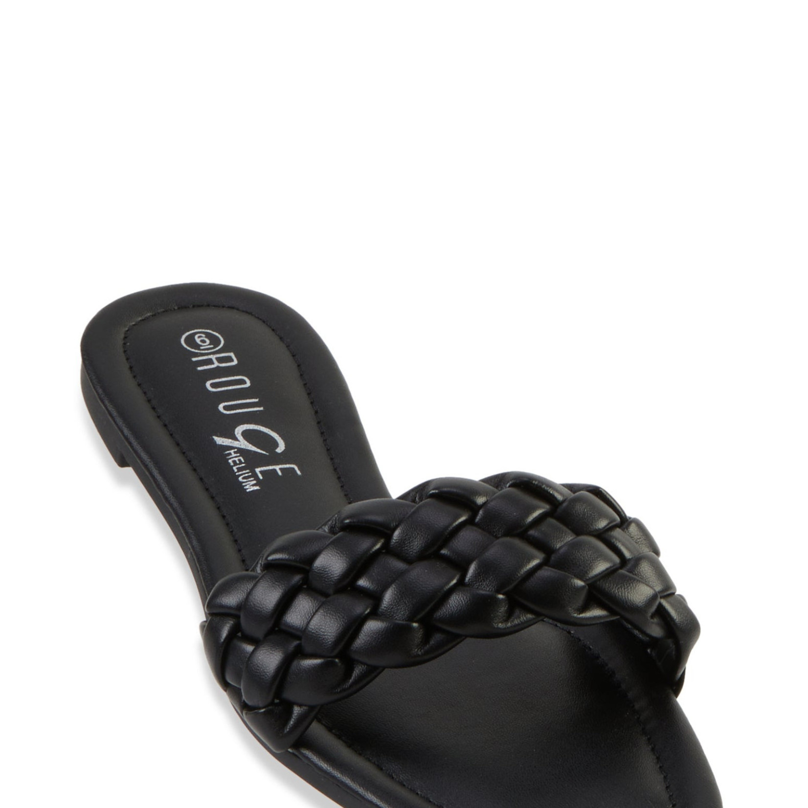 0109 |RBO - Braided Single Band Square Toe Slide Sandals - Color: black "