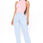 0123 - FNN | High Road Straight Leg Dad Jeans - Light Blue Wash - Size: 11