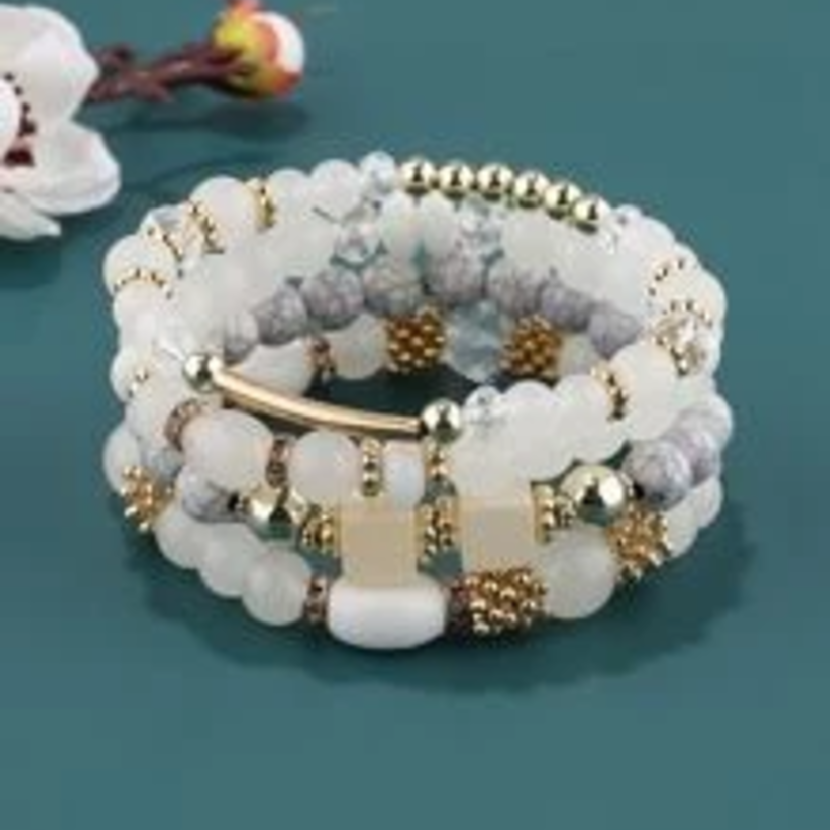 0204 - EMERY 4pcs Beaded Bracelet - WHITE