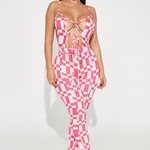 0324 | FFN - Fit Check Jumpsuit - White/Pink  - Size: S