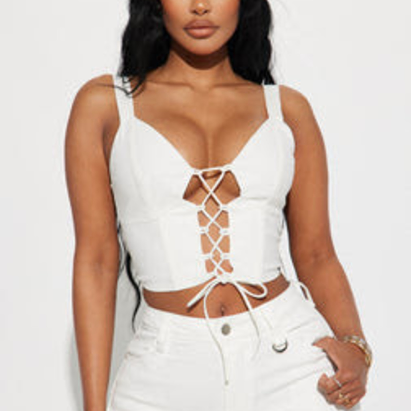 0321  | FFN - "Open Minded Corset Top - White | Size: L"