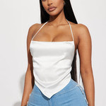 0321 | FFN - "Powerful Feelings Satin Halter Top - White | Size: XL"