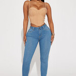 0518 | FFN - Classic Mid Rise Skinny Jeans - Medium Blue Wash