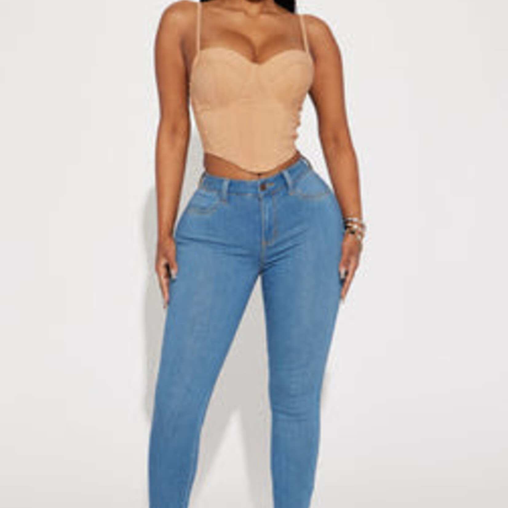 0518 | FFN - Classic Mid Rise Skinny Jeans - Medium Blue Wash