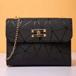 0609  | EIN - Mini Geometric patter flap square bag - black