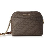 0629 |  (Authentic) MICHAEL KORS|   Jet Set Travel Medium Logo Dome Crossbody Bag - Color: BROWN