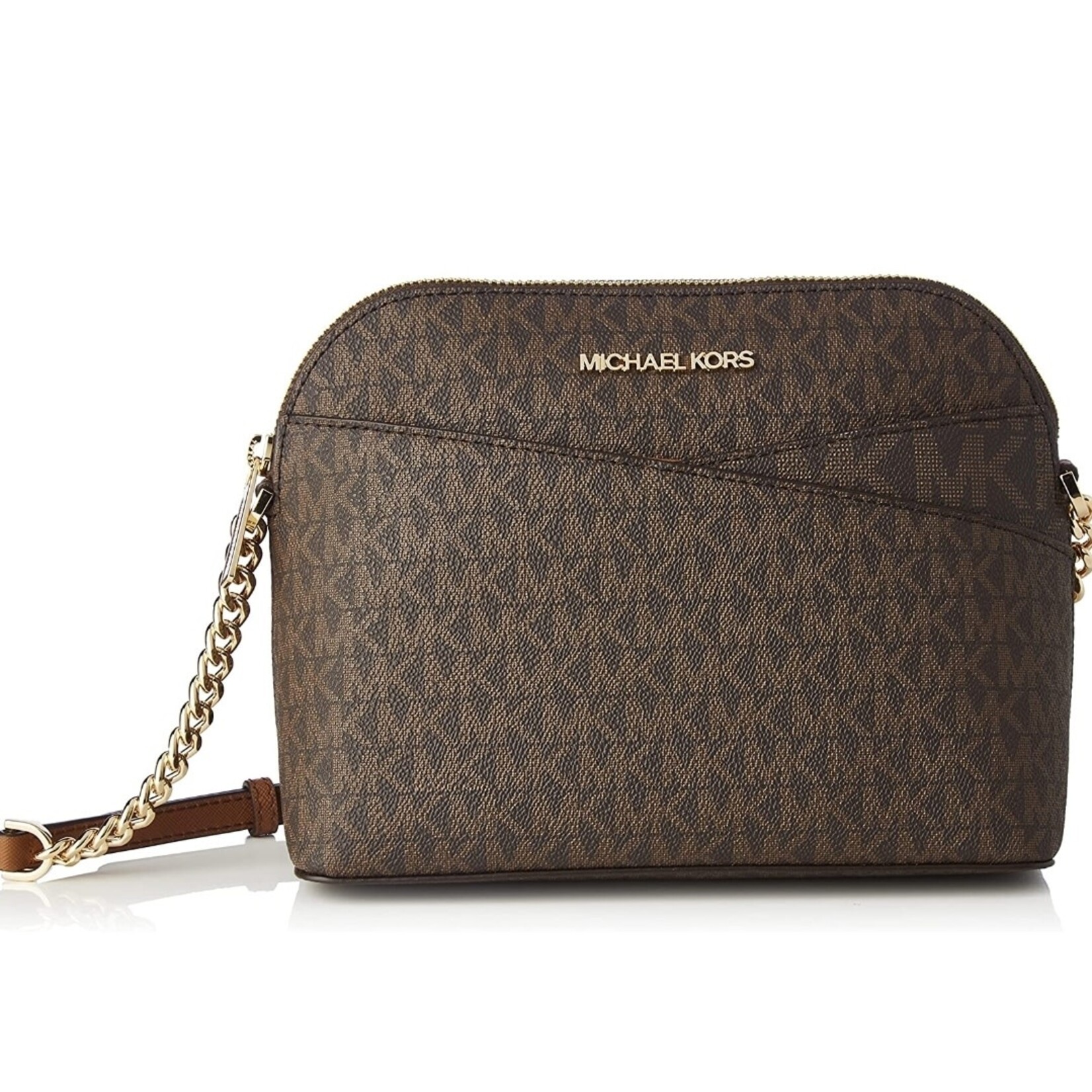 QQ |  (Authentic) MICHAEL KORS|   Jet Set Travel Medium Logo Dome Crossbody Bag - Color: BROWN