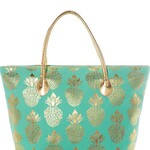 0609 | Metallic Gold Pineapple Large Beach - (Mint) Medium
