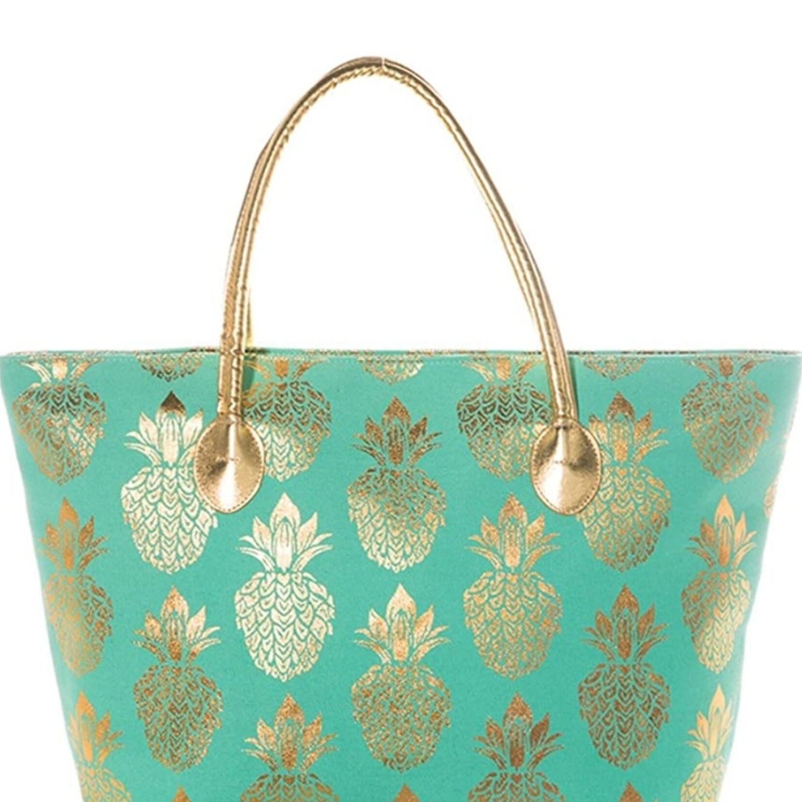 0609 | Metallic Gold Pineapple Large Beach - (Mint) Medium