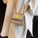 QQ - EIN | HUA - Geometric Pattern Chain Mini  Turn Lock Square Bag |