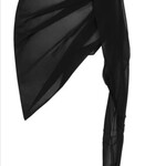 0707 | EIN SWIM || Mesh Overlay Knot Side Cover Up Skirt -