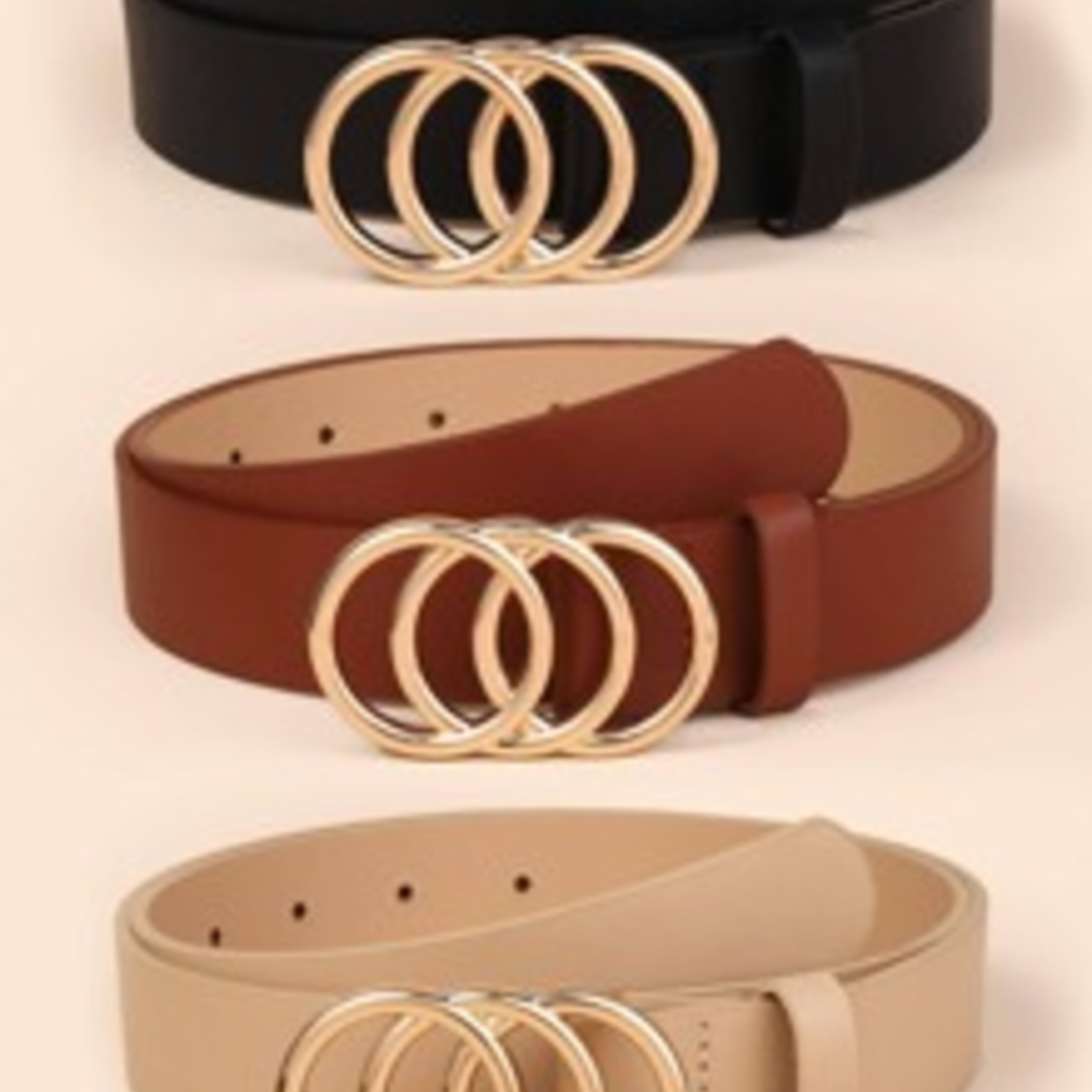 0819 || BUBBLE STREAM | Triple Circle Round Buckle Belt - 32"