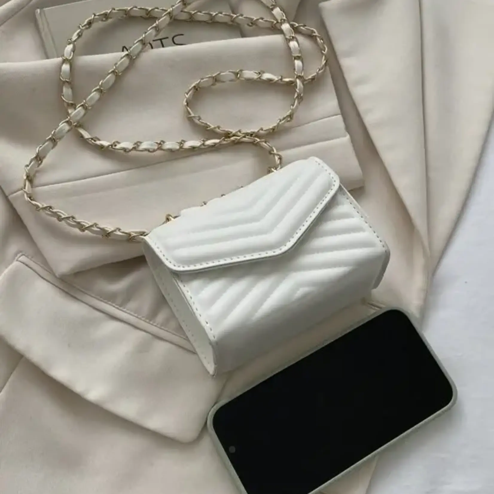 QQ || RUFANI - Mini Chevron Chain Flap Square Bag -