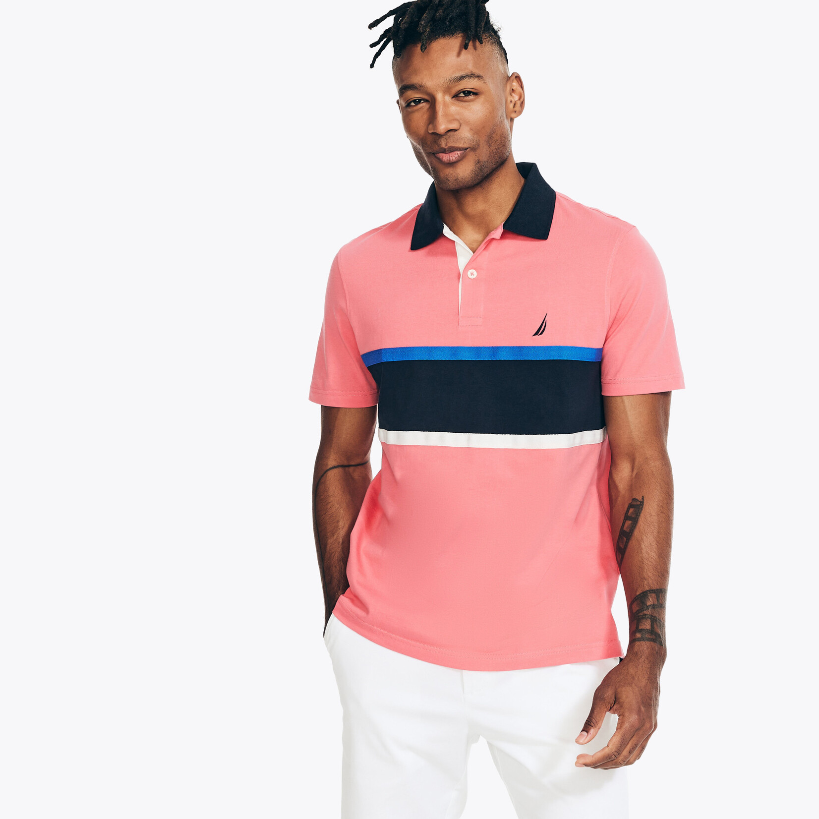 0819 - NAUTI |"CLASSIC FIT RUGBY CHEST-STRIPE POLO Color: Teaberry