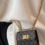 0819  - EIN | HUA - Geometric Pattern Chain Mini  Turn Lock Square Bag  (SMALL)