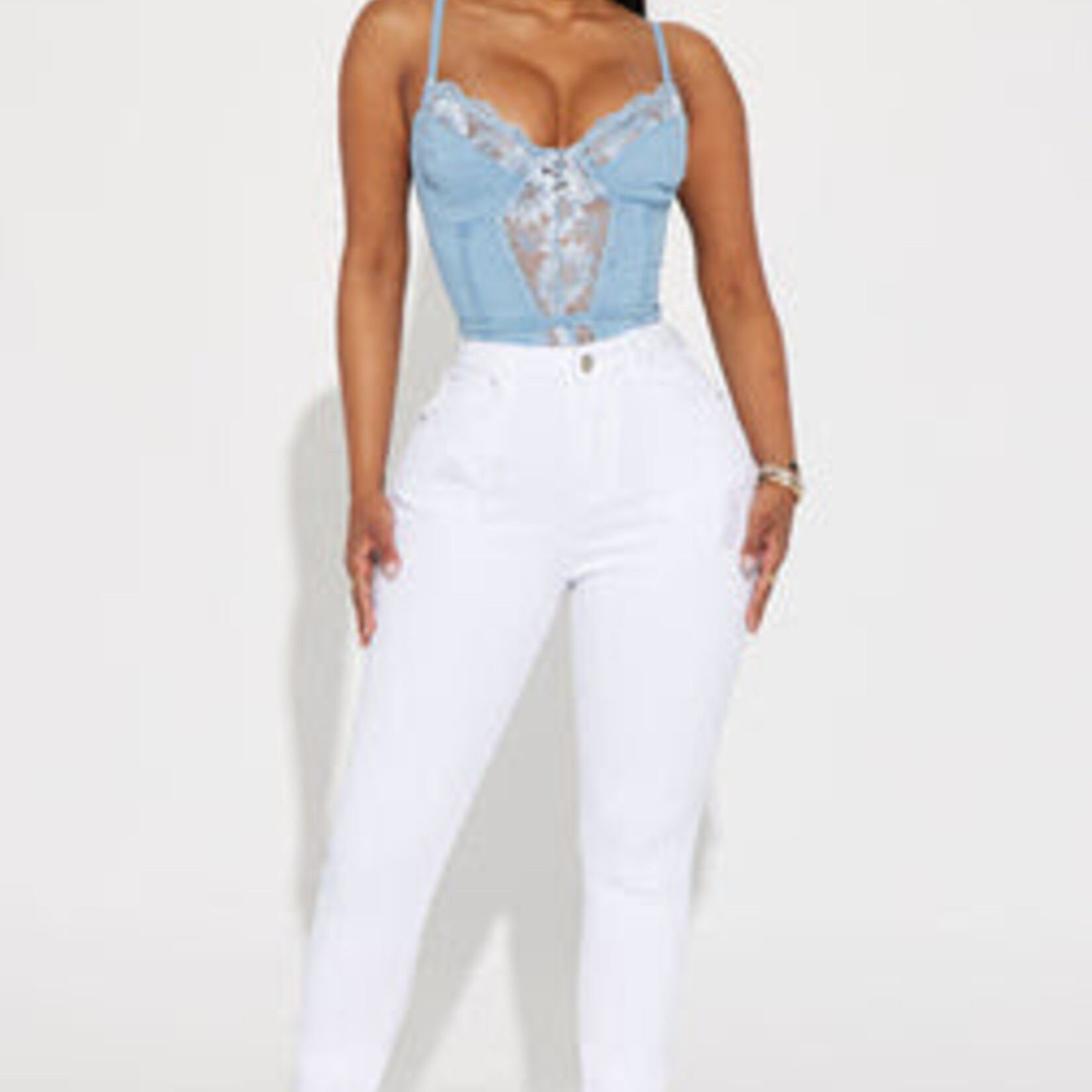 0819 | Riley Ripped High Rise Stretch Skinny Jeans - White
