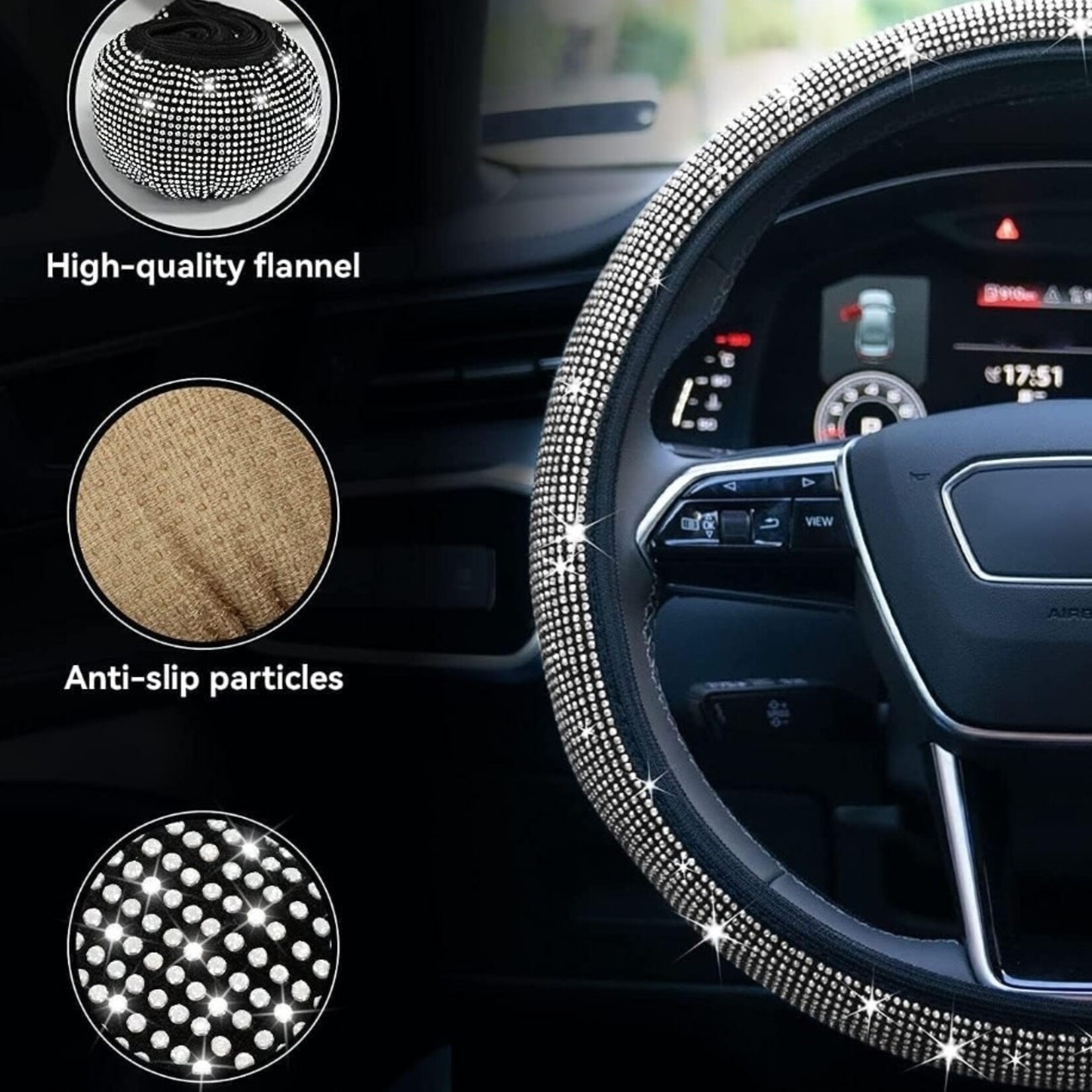 DSE | New Diamond Leather Steering Wheel Cover