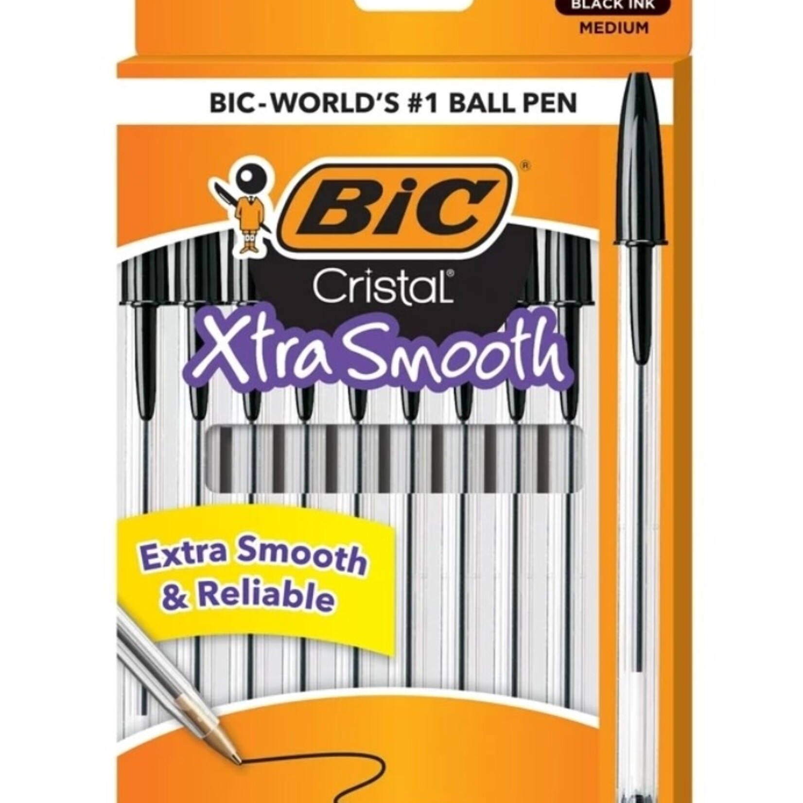 DSE | " BIC Round Stic Xtra Life Black Ballpoint Pens -  Medium Point (1.0mm), 10-Count Pack"