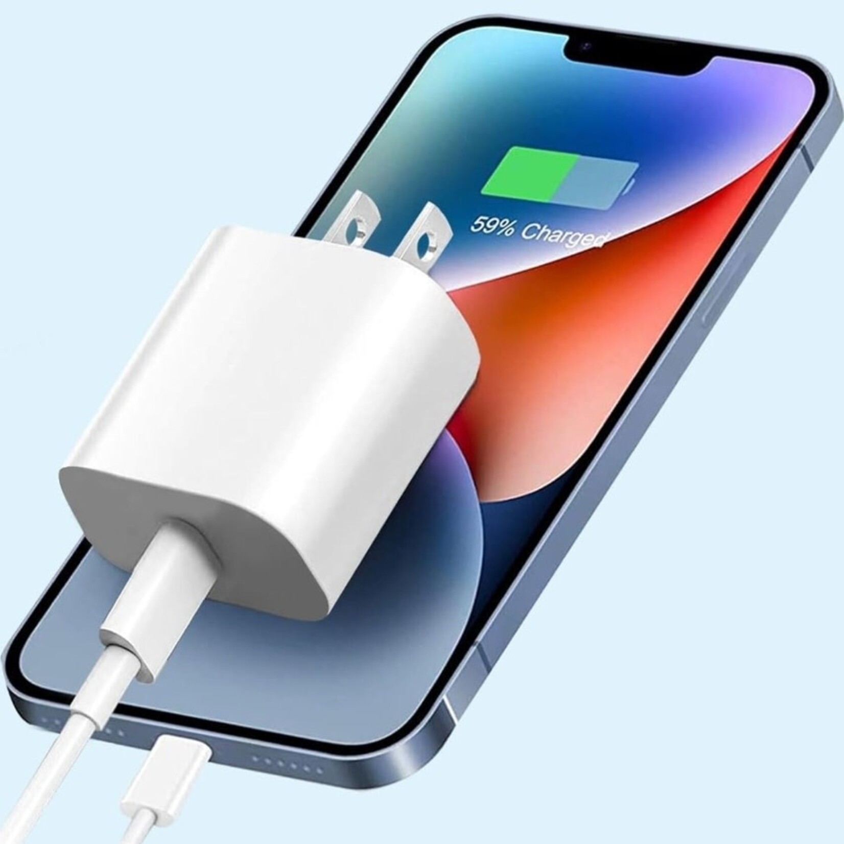 0117  DSE |  iPhone _ C Type | Fast Charger - White (CABLE+ BLOCK) 20W