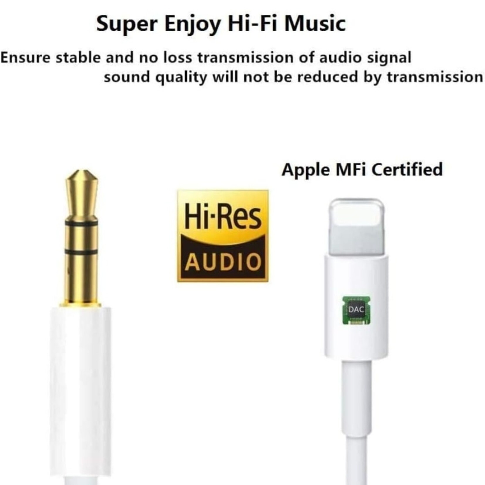 0601_DSE |  Lightning ( iPhone to Aux Cable) - WHITE