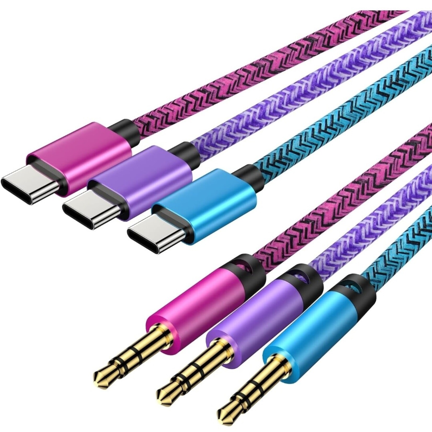 DSE | 3FT - Nylon Braided (USB C to Audio Cable)  Aux Cord -