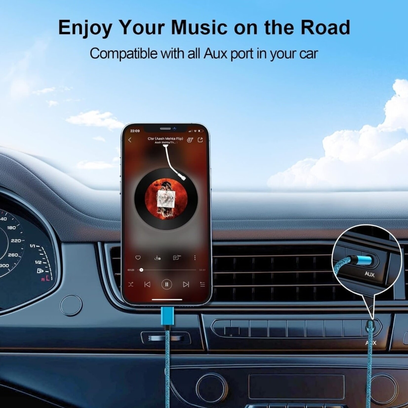 DSE | 3FT - Nylon Braided (USB C to Audio Cable)  Aux Cord -