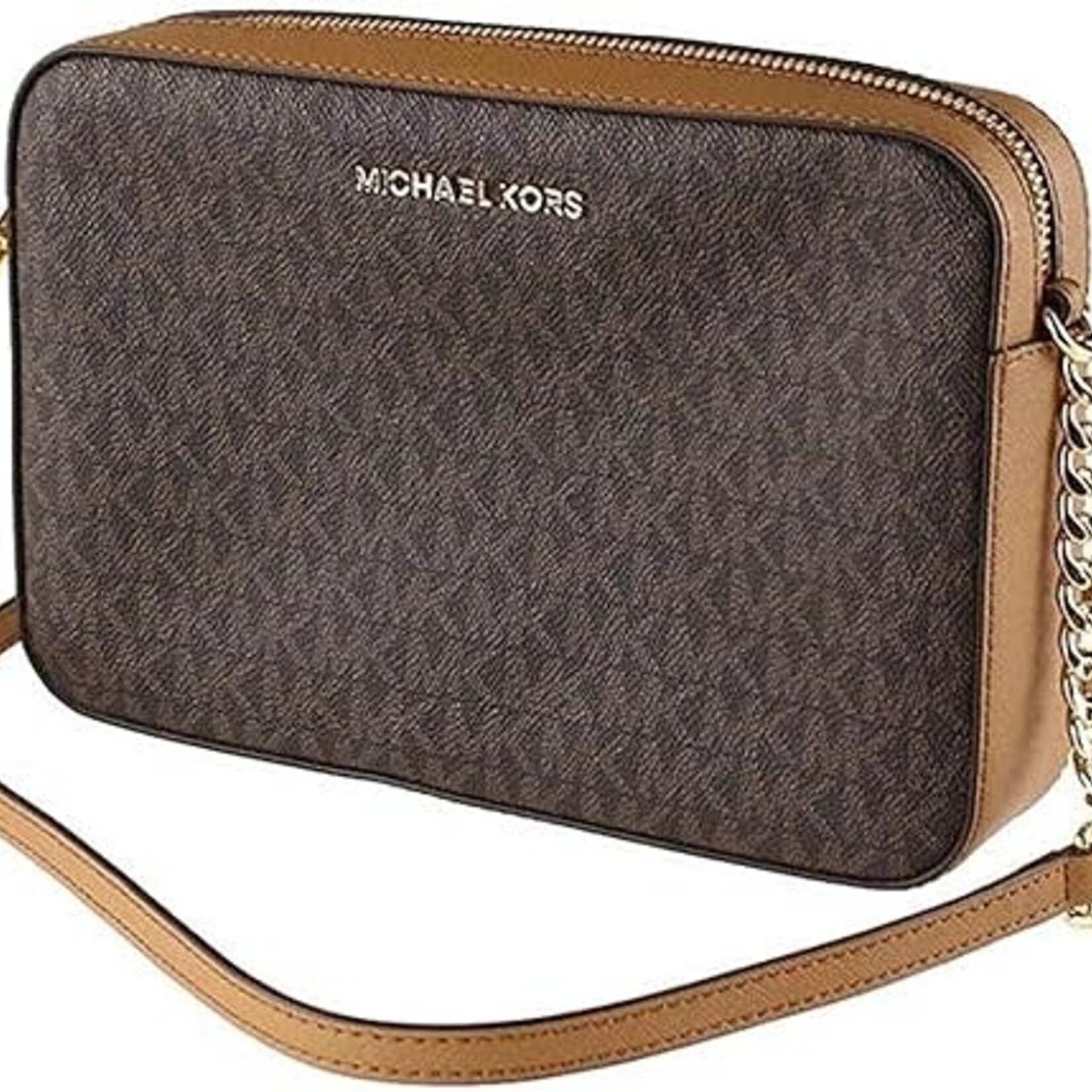 0710| (AUTHENTIC) Michael Kors Women's Jet Set Crossbody, BROWN (LOGO) 2019