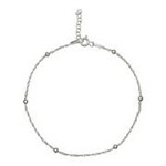 1222 | KHL | "PRIMROSE" |  Sterling Silver Bead Anklet  Color: Silver Tone, Size: 9"