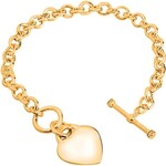 0117| Savlano 14K Gold Plated Toggle Heart Charm Bracelet -7.5” inch GOLD
