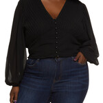 0117 | RB | "Plus Size Pleated Button Front Blouse Size: 3X Color: black"