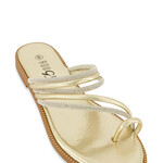 0309 | RB | "Rhinestone Studded Toe Loop Slide Sandals - Color: gold"